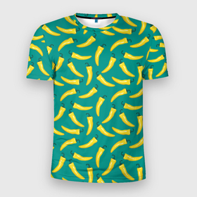 Мужская футболка 3D Slim с принтом Желтые перцы, паттерн в Новосибирске, 100% полиэстер с улучшенными характеристиками | приталенный силуэт, круглая горловина, широкие плечи, сужается к линии бедра | еда | желтые | овощи | паттерн | перцы