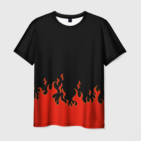 Мужская футболка 3D с принтом Огoнь в Петрозаводске, 100% полиэфир | прямой крой, круглый вырез горловины, длина до линии бедер | дудл | красный | минималистичный | огонь | пламя | по краю | яркий