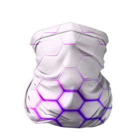 Бандана-труба 3D с принтом Фиолетовое свечение из под шестиугольников в Курске, 100% полиэстер, ткань с особыми свойствами — Activecool | плотность 150‒180 г/м2; хорошо тянется, но сохраняет форму | 3d | 3d неон | 3д | 3д неон | 3д неон фиолетовый | броня | киберброня | киберпанк | киберпанк броня | неон | неоновые принты | фиолетовые принты | фиолетовый неон