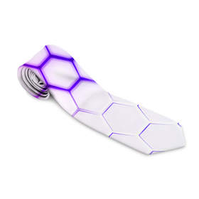 Галстук 3D с принтом Фиолетовое свечение из под шестиугольников в Курске, 100% полиэстер | Длина 148 см; Плотность 150-180 г/м2 | 3d | 3d неон | 3д | 3д неон | 3д неон фиолетовый | броня | киберброня | киберпанк | киберпанк броня | неон | неоновые принты | фиолетовые принты | фиолетовый неон