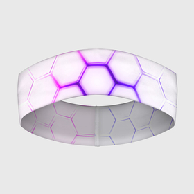 Повязка на голову 3D с принтом Фиолетовое свечение из под шестиугольников в Новосибирске,  |  | 3d | 3d неон | 3д | 3д неон | 3д неон фиолетовый | броня | киберброня | киберпанк | киберпанк броня | неон | неоновые принты | фиолетовые принты | фиолетовый неон
