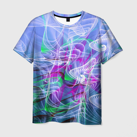 Мужская футболка 3D с принтом Абстрактный фрактальный летний паттерн   Abstract fractal summer pattern в Санкт-Петербурге, 100% полиэфир | прямой крой, круглый вырез горловины, длина до линии бедер | abstraction | fractal | pattern | summer | абстракция | лето | паттерн | фрактал