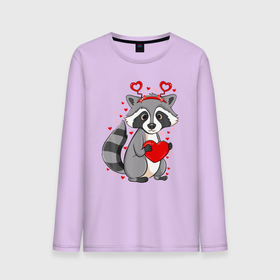 Мужской лонгслив хлопок с принтом Енотик в сердечках в Екатеринбурге, 100% хлопок |  | predator | raccoon | raccoon gargle | trash panda | енот | енот полоскун | енотик | енотовидная собака | еноты | животное | зверь | мусорная панда | сердечки | сердца | треш панда | трэш панда | хищник
