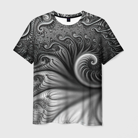 Мужская футболка 3D с принтом Футуристический фрактальный абстрактный паттерн   Futuristic Fractal Abstract Pattern в Тюмени, 100% полиэфир | прямой крой, круглый вырез горловины, длина до линии бедер | Тематика изображения на принте: abstraction | fashion | fractal | future | pattern | абстракция | будущее | мода | паттерн | фрактал