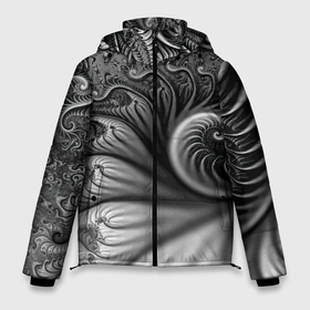 Мужская зимняя куртка 3D с принтом Футуристический фрактальный абстрактный паттерн   Futuristic Fractal Abstract Pattern , верх — 100% полиэстер; подкладка — 100% полиэстер; утеплитель — 100% полиэстер | длина ниже бедра, свободный силуэт Оверсайз. Есть воротник-стойка, отстегивающийся капюшон и ветрозащитная планка. 

Боковые карманы с листочкой на кнопках и внутренний карман на молнии. | abstraction | fashion | fractal | future | pattern | абстракция | будущее | мода | паттерн | фрактал