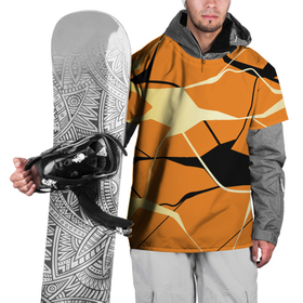 Накидка на куртку 3D с принтом Абстрактные полосы на оранжевом фоне в Курске, 100% полиэстер |  | abstraction | абстракция | линии | полосы | разводы