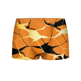 Мужские трусы 3D с принтом Абстрактные полосы на оранжевом фоне в Курске, 50% хлопок, 50% полиэстер | классическая посадка, на поясе мягкая тканевая резинка | abstraction | абстракция | линии | полосы | разводы