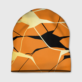 Шапка 3D с принтом Абстрактные полосы на оранжевом фоне в Курске, 100% полиэстер | универсальный размер, печать по всей поверхности изделия | abstraction | абстракция | линии | полосы | разводы