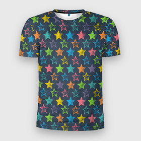 Мужская футболка 3D Slim с принтом Море звезд в Санкт-Петербурге, 100% полиэстер с улучшенными характеристиками | приталенный силуэт, круглая горловина, широкие плечи, сужается к линии бедра | star | звезда | звездный | звезды | небесное тело | паттерн