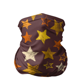 Бандана-труба 3D с принтом Звездное коричневое небо в Курске, 100% полиэстер, ткань с особыми свойствами — Activecool | плотность 150‒180 г/м2; хорошо тянется, но сохраняет форму | звезда | звездный | звездочка | звезды | крупные звезды | паттерн