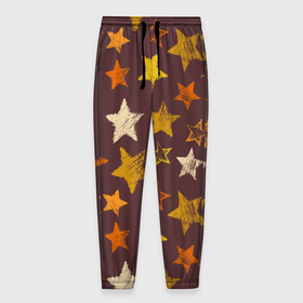 Мужские брюки 3D с принтом Звездное коричневое небо в Санкт-Петербурге, 100% полиэстер | манжеты по низу, эластичный пояс регулируется шнурком, по бокам два кармана без застежек, внутренняя часть кармана из мелкой сетки | звезда | звездный | звездочка | звезды | крупные звезды | паттерн