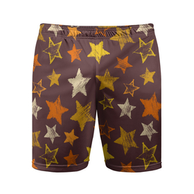 Мужские шорты спортивные с принтом Звездное коричневое небо в Санкт-Петербурге,  |  | звезда | звездный | звездочка | звезды | крупные звезды | паттерн