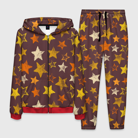 Мужской костюм 3D с принтом Звездное коричневое небо в Санкт-Петербурге, 100% полиэстер | Манжеты и пояс оформлены тканевой резинкой, двухслойный капюшон со шнурком для регулировки, карманы спереди | звезда | звездный | звездочка | звезды | крупные звезды | паттерн