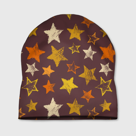 Шапка 3D с принтом Звездное коричневое небо в Курске, 100% полиэстер | универсальный размер, печать по всей поверхности изделия | звезда | звездный | звездочка | звезды | крупные звезды | паттерн