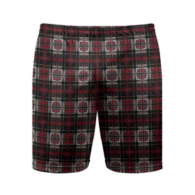Мужские шорты спортивные с принтом Черно красный узор в клетку в Белгороде,  |  | checkered pattern | в клетку | клетчатый узор | полосы | черный и красный | шотландка