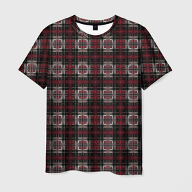 Мужская футболка 3D с принтом Черно красный узор в клетку , 100% полиэфир | прямой крой, круглый вырез горловины, длина до линии бедер | checkered pattern | в клетку | клетчатый узор | полосы | черный и красный | шотландка