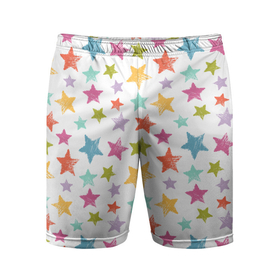 Мужские шорты спортивные с принтом Яркие и разноцветные звезды в Курске,  |  | звезда | звездное небо | звездочка | звезды | паттерн | радужное | яркое
