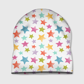 Шапка 3D с принтом Яркие и разноцветные звезды в Курске, 100% полиэстер | универсальный размер, печать по всей поверхности изделия | звезда | звездное небо | звездочка | звезды | паттерн | радужное | яркое