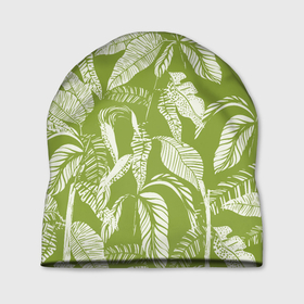 Шапка 3D с принтом Зелёные Тропики Лета , 100% полиэстер | универсальный размер, печать по всей поверхности изделия | banana leaves | jungles | leaves | summer | tropics | банановые листья | джунгли | лето | листья | тропики