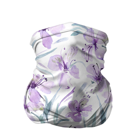Бандана-труба 3D с принтом Цветы Фиолетовые Нарисованные Акварелью в Тюмени, 100% полиэстер, ткань с особыми свойствами — Activecool | плотность 150‒180 г/м2; хорошо тянется, но сохраняет форму | flowers | акварель | букет | нарисованные | природа | растение | фиолетовые | флора | цветы