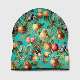 Шапка 3D с принтом Ассорти Фруктов , 100% полиэстер | универсальный размер, печать по всей поверхности изделия | fruits | summer | вишня | груши | киви | лето | сливы | фрукты | яблоки