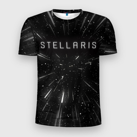 Мужская футболка 3D Slim с принтом Stellaris | WARP в Екатеринбурге, 100% полиэстер с улучшенными характеристиками | приталенный силуэт, круглая горловина, широкие плечи, сужается к линии бедра | emblem | game | logo | stelaris | stellaris | игра | компьютерная игра | космическая игра | лого | логотип | стеларис | стелларис | эмблема