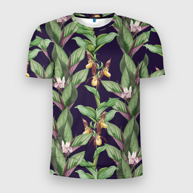 Мужская футболка 3D Slim с принтом Цветы Орхидеи в Новосибирске, 100% полиэстер с улучшенными характеристиками | приталенный силуэт, круглая горловина, широкие плечи, сужается к линии бедра | flowers | букет | орхидеи | природа | растение | флора | цветы