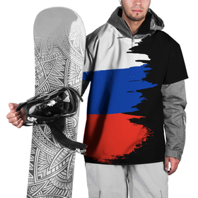 Накидка на куртку 3D с принтом Российский триколор на темном фоне в Тюмени, 100% полиэстер |  | патриотизм | патриотичные | россия | триколор | флаг