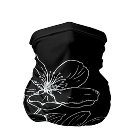 Бандана-труба 3D с принтом Ночные цветы | Night flowers в Тюмени, 100% полиэстер, ткань с особыми свойствами — Activecool | плотность 150‒180 г/м2; хорошо тянется, но сохраняет форму | black and white | минимализм | минималистичный принт | цветочный принт | цветы | черно белое