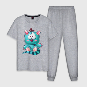 Мужская пижама хлопок с принтом Маленький зверек в Новосибирске, 100% хлопок | брюки и футболка прямого кроя, без карманов, на брюках мягкая резинка на поясе и по низу штанин
 | детеныш | детский | зверек | зверь | маленький зверек | ребенок