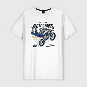 Мужская футболка хлопок Slim с принтом MOTOCROSS _ Мотокросс в Курске, 92% хлопок, 8% лайкра | приталенный силуэт, круглый вырез ворота, длина до линии бедра, короткий рукав | motocross | мото | мотокросс | мотоцикл | мотоциклист