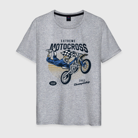 Мужская футболка хлопок с принтом MOTOCROSS _ Мотокросс в Новосибирске, 100% хлопок | прямой крой, круглый вырез горловины, длина до линии бедер, слегка спущенное плечо. | motocross | мото | мотокросс | мотоцикл | мотоциклист