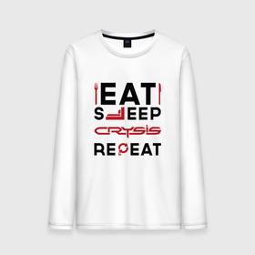 Мужской лонгслив хлопок с принтом Надпись: Eat Sleep Crysis Repeat в Санкт-Петербурге, 100% хлопок |  | Тематика изображения на принте: crysis | eat sleep repeat | logo | игра | игры | крайзис | кризис | лого | логотип | символ
