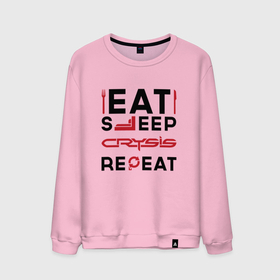 Мужской свитшот хлопок с принтом Надпись: Eat Sleep Crysis Repeat в Санкт-Петербурге, 100% хлопок |  | Тематика изображения на принте: crysis | eat sleep repeat | logo | игра | игры | крайзис | кризис | лого | логотип | символ