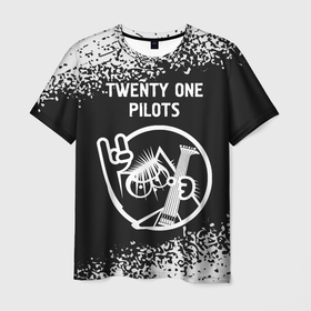 Мужская футболка 3D с принтом Twenty One Pilots   КОТ   Краска в Тюмени, 100% полиэфир | прямой крой, круглый вырез горловины, длина до линии бедер | band | metal | one | pilots | rock | twenty | twenty one pilots | ван | группа | кот | краска | пилотс | рок | спрей | твенти