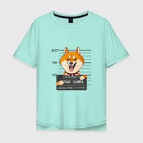 Мужская футболка хлопок Oversize с принтом Злая сиба (двусторонняя) в Курске, 100% хлопок | свободный крой, круглый ворот, “спинка” длиннее передней части | dog | shiba | shiba inu | сиба | сиба ину | собака | японская собака