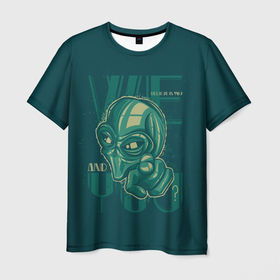 Мужская футболка 3D с принтом А ты инопланетянин , 100% полиэфир | прямой крой, круглый вырез горловины, длина до линии бедер | alien | зеленый человечек | инопланетянин | нло | пришелец | существо