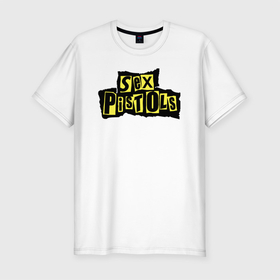 Мужская футболка хлопок Slim с принтом Sex Pistols лого в Тюмени, 92% хлопок, 8% лайкра | приталенный силуэт, круглый вырез ворота, длина до линии бедра, короткий рукав | группа | джонни роттен | музыка | панк | панк рок | панк рок группа | рок | рок группа