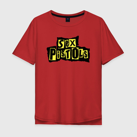 Мужская футболка хлопок Oversize с принтом Sex Pistols лого в Екатеринбурге, 100% хлопок | свободный крой, круглый ворот, “спинка” длиннее передней части | группа | джонни роттен | музыка | панк | панк рок | панк рок группа | рок | рок группа