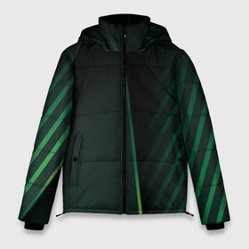 Мужская зимняя куртка 3D с принтом Зеленые 3D полосы со свечением в Екатеринбурге, верх — 100% полиэстер; подкладка — 100% полиэстер; утеплитель — 100% полиэстер | длина ниже бедра, свободный силуэт Оверсайз. Есть воротник-стойка, отстегивающийся капюшон и ветрозащитная планка. 

Боковые карманы с листочкой на кнопках и внутренний карман на молнии. | 3d | 3д | art | digital | green | illusion | lines | арт | графика | диджитал | зеленый | иллюзия | полосы | трехмерная | трехмерный