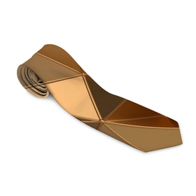 Галстук 3D с принтом Золотые 3D треугольники в Екатеринбурге, 100% полиэстер | Длина 148 см; Плотность 150-180 г/м2 | 3d | 3д | abstract | art | digital | gold | illusion | metal | shiny | абстрактный | арт | блеск | блестящий | золотая | золото | золотой | иллюзия | металл | металлический | треугольник | трехмерная | трехмерное | трехмерный