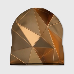 Шапка 3D с принтом Золотые 3D треугольники , 100% полиэстер | универсальный размер, печать по всей поверхности изделия | 3d | 3д | abstract | art | digital | gold | illusion | metal | shiny | абстрактный | арт | блеск | блестящий | золотая | золото | золотой | иллюзия | металл | металлический | треугольник | трехмерная | трехмерное | трехмерный