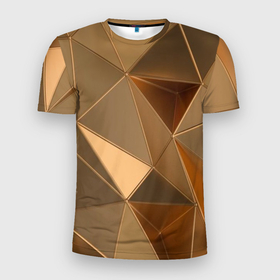 Мужская футболка 3D Slim с принтом Золотые 3D треугольники , 100% полиэстер с улучшенными характеристиками | приталенный силуэт, круглая горловина, широкие плечи, сужается к линии бедра | 3d | 3д | abstract | art | digital | gold | illusion | metal | shiny | абстрактный | арт | блеск | блестящий | золотая | золото | золотой | иллюзия | металл | металлический | треугольник | трехмерная | трехмерное | трехмерный