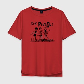 Мужская футболка хлопок Oversize с принтом Арт на группу Sex Pistols в Екатеринбурге, 100% хлопок | свободный крой, круглый ворот, “спинка” длиннее передней части | группа | джонни роттен | музыка | панк | панк рок | панк рок группа | рок | рок группа