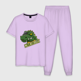 Мужская пижама хлопок с принтом Pirate Crocodile в Кировске, 100% хлопок | брюки и футболка прямого кроя, без карманов, на брюках мягкая резинка на поясе и по низу штанин
 | animals | crocodile | аллигатор | вода | годзилла | джунгли | динозавр | дракон | животные | зубы | крокодил | пират | природа | хищник