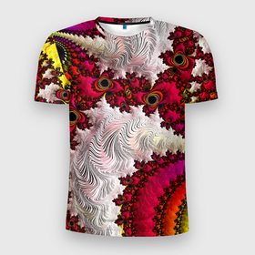 Мужская футболка 3D Slim с принтом Наикрутейший психоделический абстрактный фрактальный паттерн   The coolest psychedelic abstract fractal pattern в Белгороде, 100% полиэстер с улучшенными характеристиками | приталенный силуэт, круглая горловина, широкие плечи, сужается к линии бедра | abstraction | color | fashion | fractal | neon | psychedelic | абстракция | мода | неон | паттерн | психоделика | фрактал | цвет
