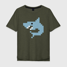 Мужская футболка хлопок Oversize с принтом Пиксельная акула , 100% хлопок | свободный крой, круглый ворот, “спинка” длиннее передней части | minecraft | shark | акула | акулы | белая | катран | квадраты | майнкрафт | пиксели | пиксель | рыба | селахия | тигровая | тупорылая | хищник | шарк