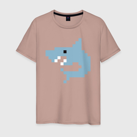 Мужская футболка хлопок с принтом Пиксельная акула в Тюмени, 100% хлопок | прямой крой, круглый вырез горловины, длина до линии бедер, слегка спущенное плечо. | minecraft | shark | акула | акулы | белая | катран | квадраты | майнкрафт | пиксели | пиксель | рыба | селахия | тигровая | тупорылая | хищник | шарк
