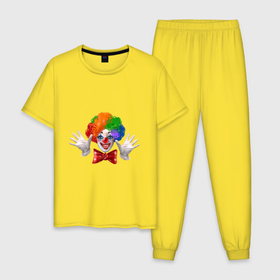 Мужская пижама хлопок с принтом POSITIVE CLOWN в Курске, 100% хлопок | брюки и футболка прямого кроя, без карманов, на брюках мягкая резинка на поясе и по низу штанин
 | веселый | клоун | милый | позитивный | смешной | счастливый | улыбка | цирк