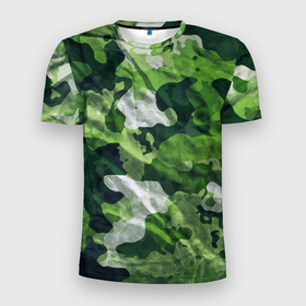 Мужская футболка 3D Slim с принтом Camouflage   Pattern   Камуфляж   Паттерн в Петрозаводске, 100% полиэстер с улучшенными характеристиками | приталенный силуэт, круглая горловина, широкие плечи, сужается к линии бедра | abstraction | camouflage | fashion | pattern | абстракция | камуфляж | мода | паттерн
